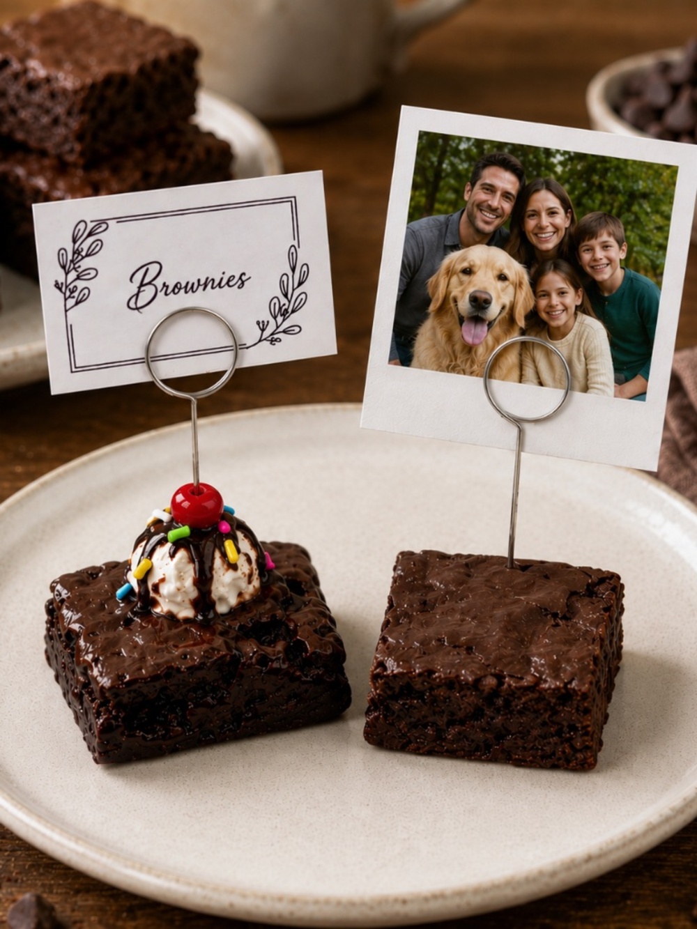Brownie & Brownie à la Mode Photo & Place Card Holder (Set of 2) | Handmade